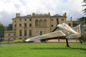Bentley Priory on the northern edge of London and the Hawker Hurricane on display in front.