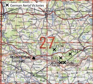 Map of the 19 September 1944 air combat at Ezere